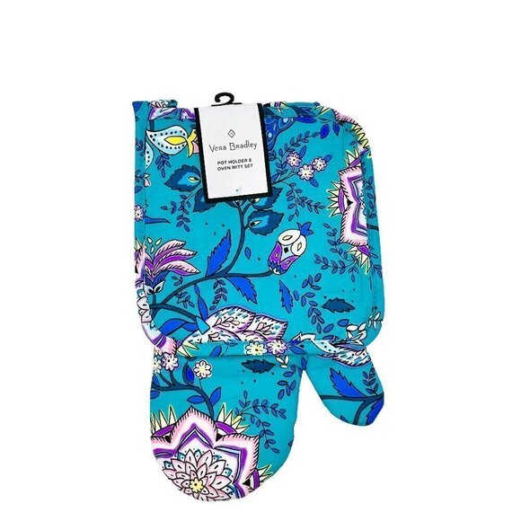 VERA Bradley Peacock Pot Holder and Oven Mitt Set - Picture 1 of 7